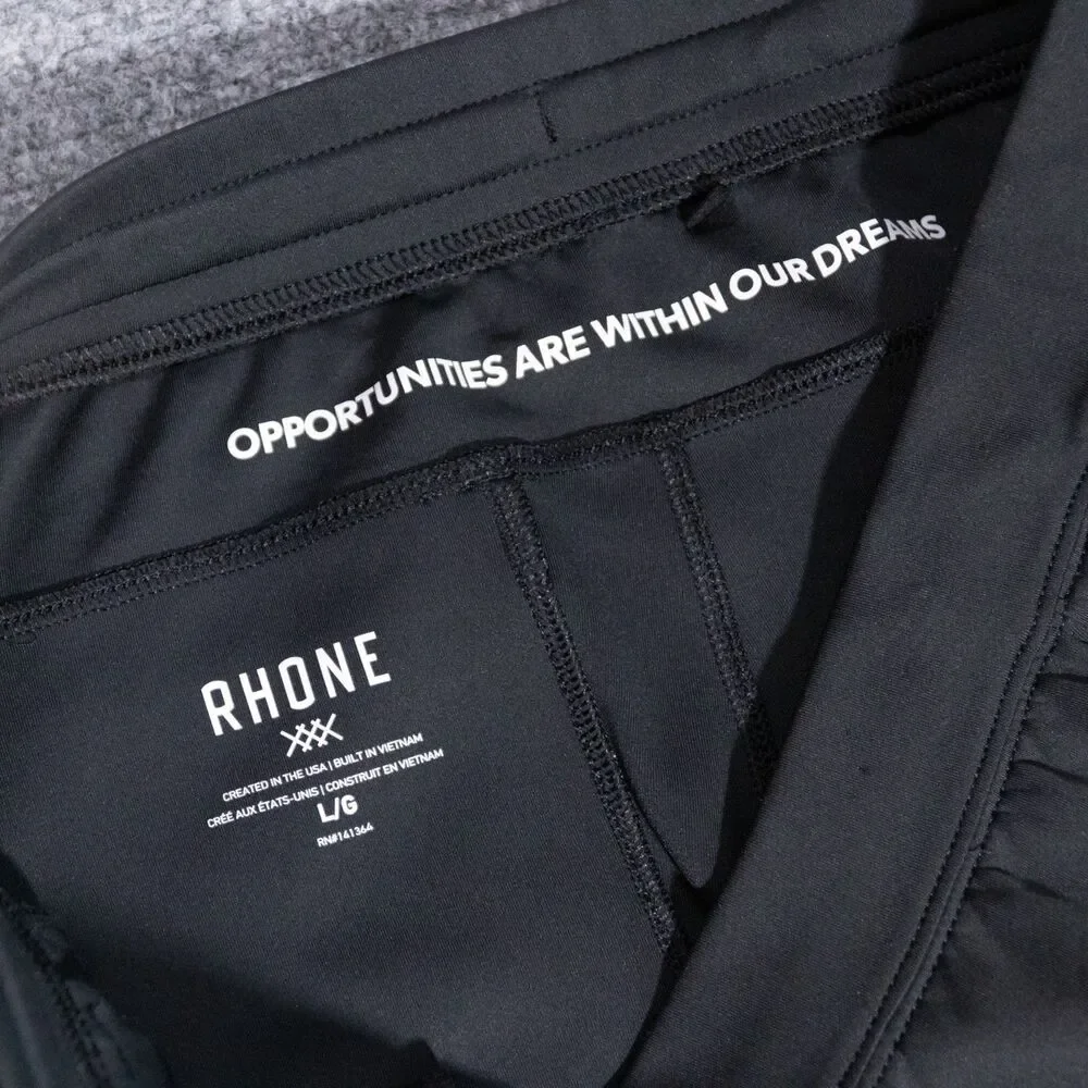 Rhone Warm Up Tech Jogger Pants Men's Large Black Performance Stretch Zip Pocket